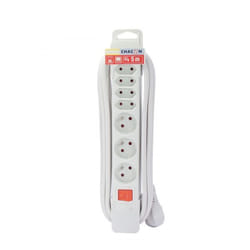 Chacon Bloc parafoudre 3x16A + 4x2.5A avec interrupteur, 5m, Blanc