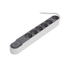 Chacon Bloc Design parafoudre 6 x 16A avec inter., 1.5m, gris foncé