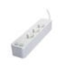 CHACON Bloc multiprise 3 prises 16 A avec 2 ports USB et câble 15 m HO5VV-F 3x15 mm² blanc et argenté