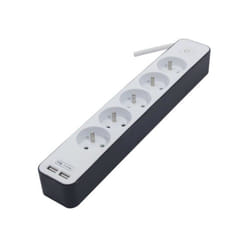 Chacon - Bloc multiprise 5 prises 16 a avec 2 ports usb et cable 1,5 m HO5VV-F 3x1,5 mm2 blanc et gris