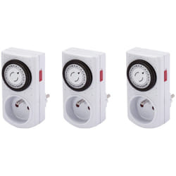 Chacon - Set de 3 programmateurs mécaniques 24 cycles - prise fr - avec curseurs - Blanc