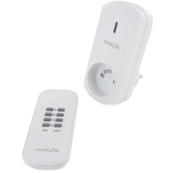 Kit télécommande sans fil 4 canaux + prise - portée 25m - Blanc Chacon