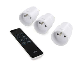 Chacon - Set de 3 mini prises nano On/Off + télécommande - 2300W - Blanc et Noir - DiO