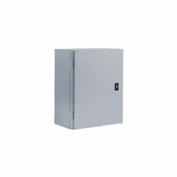 Coffret monobloc en polyester gris (RAL 7035) IK10 avec 4 tiges filetées et 4 écrous fixation platine ou châssis, 1 serrure p ...