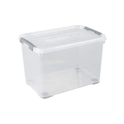 Allibert Caja de Almacenamiento Handy Plus con Tapa y Ruedas en Transparente/Plata