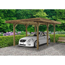 Carport base - SOLID - 4x5xH25m - Bois de pin certifié - Poteaux contrecollés 12x12cm