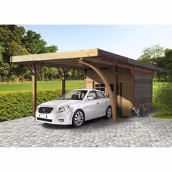 Carport - SOLID - Combination 4064x7064cm - Bois massif - Rectangulaire - Abri de rangement