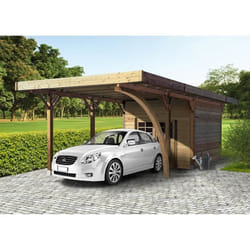 Carport - SOLID - Combination 4064x7064cm - Bois massif - Rectangulaire - Abri de rangement