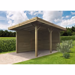 Carport en pin du nord certifié et imprégné autoclave SOLID - 4064x5064cm - double paroi