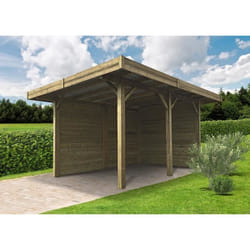 Carport en pin du nord certifié et imprégné autoclave SOLID - 4064x5064cm - double paroi