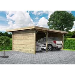 Carport SOLID - En pin du nord - 5064x7064cm - Toiture en métal - 21m²