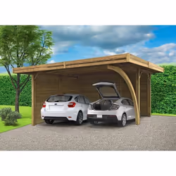 Carport - SOLID - Combination 5064x6064cm - Bois massif - Double parois