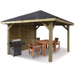 Kiosque SOLID - Modèle COMBINATION - En pin du nord certifié et imprégné autoclave - 347x347cm avec simple paroi