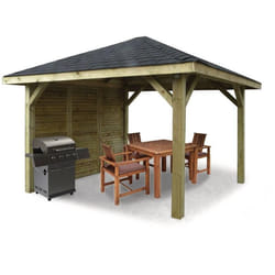 Kiosque SOLID - Modèle COMBINATION - En pin du nord certifié et imprégné autoclave - 347x347cm avec simple paroi