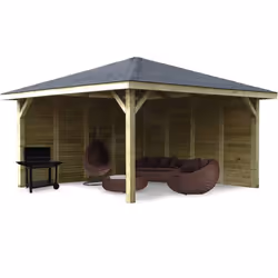 Kiosque SOLID COMBINATION - Pin du nord certifié - 437x347cm avec simple paroi