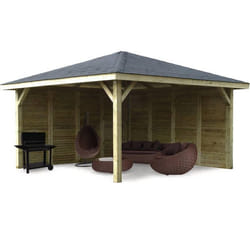 Kiosque SOLID COMBINATION - Pin du nord certifié - 437x347cm avec simple paroi