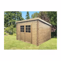 Abri de jardin SOLID Riom 298x238cm - Bois pin du nord certifié - Double porte-menuisière - 28mm - 709m²