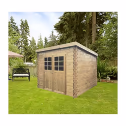 Abri de jardin SOLID Hof 248x248cm - Bois pin du nord certifié - Double porte-menuisière - Vitrage en verre