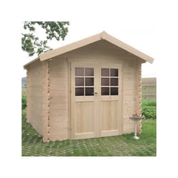 Abri de jardin en bois NIMES 2380 x 2380 - SOLID - 28mm - Double porte - Fenêtres en verre