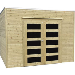 Abris de jardin - Solid - Bari - Pin traité - 19 mm - Porte menuisière - Toiture en planchettes