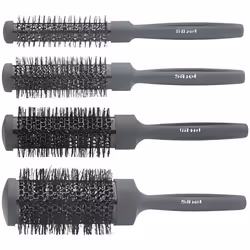 Lot 4 Brosses Thermiques Noires - SIBEL - Professionnelles avec poils en nylon et tube en tourmaline