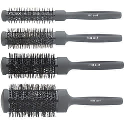 Lot 4 Brosses Thermiques Noires - SIBEL - Professionnelles avec poils en nylon et tube en tourmaline