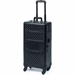 Valise Esthétique Professionnelle - SIBEL - 2 en 1 - Noir Brillant - 4 Roulettes - 27x39x77 cm
