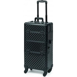 Valise Esthétique Professionnelle - SIBEL - 2 en 1 - Noir Brillant - 4 Roulettes - 27x39x77 cm