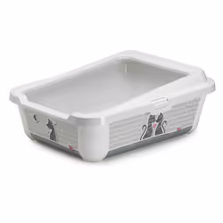 Carrefour Bacinella per lettiera con bordo rimovibile 50x39.5x19 cm, Chat, Toilettes ouvertes pour animaux de compagnie, Gris ...