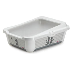 Carrefour Bacinella per lettiera con bordo rimovibile 50x39.5x19 cm Chat Toilettes ouvertes pour animaux de compagnie Gris