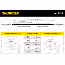 Vérin de capot moteur MONROE MaxLift MONROE ML5517