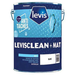 Levis - clean+ Mat Peinture Acrylique Effet Perlant Anti Taches - Surfaces Murales - Intérieur Finition: Mat - Couleur: Blanc - Conditionnement: 1L