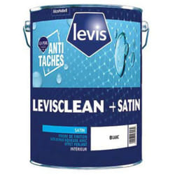 Clean+ Satin Peinture Acrylique Effet Perlant Anti Taches - Surfaces Murales - Intérieur Conditionnement: 1L - Couleur: blanc - Levis