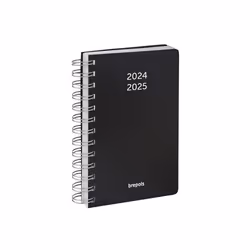 Agenda scolaire - 2024/2025 - Noir - Spirale - Polypro rigide - Septembre à septembre - 1 jour par page
