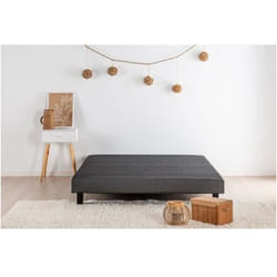 Sommier tapissier a lattes 140 x 190 - Bois massif gris anthracite + pieds - DEKO DREAM Rakenne