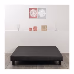FINLANDEK Sommier tapissier RAKENNE en bois pin massif gris anthracite 160x200 - 12 lattes fixes - Coutil 100% polyester - Ha ...