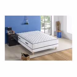 DETENTE Ensemble matelas + sommier 160 x 200 cm - Matelas 24 cm - 672 ressorts ensachés - 5 zones de confort - Mousse polyuré ...