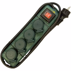 Bloc multiprises avec interrupteur - 4 prises - cordon 1.5 m - vert
