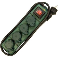 Bloc multiprises avec interrupteur - 4 prises - cordon 1.5 m - vert