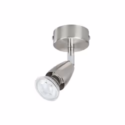 Spot mural led gu10 3w 230 lumens acier brossé. Température de couleur 3000 kelvins.