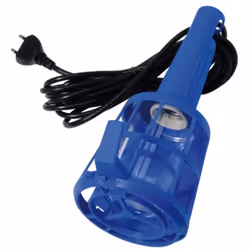 Baladeuse électrique en plastique. Ampoule LED 60W. Culot E27. Câble de 5m. Se branche sur une prise d'électricité classique.