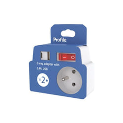 Multiprise 2 x 16A + usb a-c blanc + interrupteur - Profile