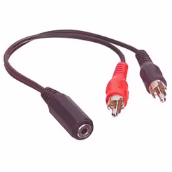 Valueline CABLE-470, 2 x RCA, Mâle, 3,5mm, Femelle, 0,2 m, Noir, Rouge