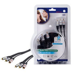 HQ 2.5m 3xRCA M/M composante (YPbPr) câble vidéo 2,5 m Noir