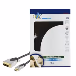 HQ SS5551/10, 10 m, HDMI, DVI-D, Or, Noir, Mâle/Mâle