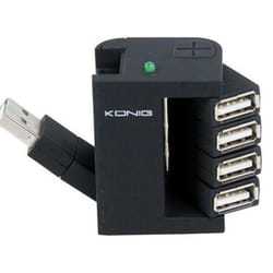 König CMP-USB2HUB14 hub & concentrateur 480 Mbit/s Noir