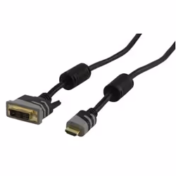 HQ HDMI/DVI-D, 10m, 10 m, HDMI, DVI-D, Or, Noir, Mâle/Mâle