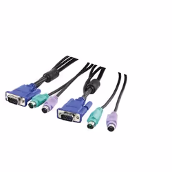 König VGA + 2x PS/2 câble kvm Bleu, Vert, Violet, Noir 3 m
