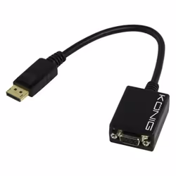 König DisplayPort - VGA, 0,2 m, VGA (D-Sub), DisplayPort, Mâle, Femelle, Noir