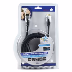 HQ 2.5m HDMI Ethernet câble HDMI 2,5 m HDMI Type A (Standard) Noir